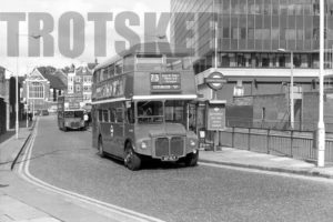 35mm Black and White Negative London Transport AEC Routemaster 1027 27CLT at Hammersmith in 1978
