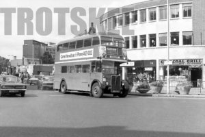 35mm Black and White Negative London Transport AEC Regent III 3628 MXX143 at Hammersmith in 1978