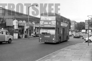 35mm Black and White Negative London Transport Daimler CRG6LXB DMS1349 MLH349L at Kew Bridge in 1978