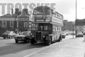 35mm Black and White Negative London Transport AEC Regent III RT1069 JXN97 at Kew Bridge in 1978