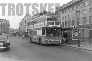 35mm Black and White Negative Greater Manchester PTE Leyland FE30AGR 8015 XBU15S at Manchester in 1979