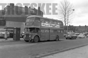 35mm Black and White Negative Lancashire United Guy Arab V 6LW 166 JTD300B at Wigan in 1979