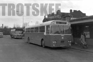 35mm Black and White Negative Ribble Leyland PSU3/2R 932 FCK932F at Wigan in 1979