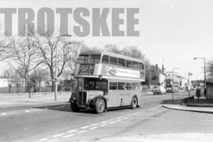 35mm Black and White Negative London Transport AEC Regent III RT1790 KYY628 at Barking in 1979