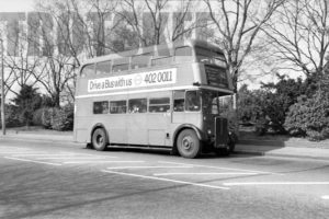 35mm Black and White Negative London Transport AEC Regent III RT2541 LYF190 at Barking in 1979