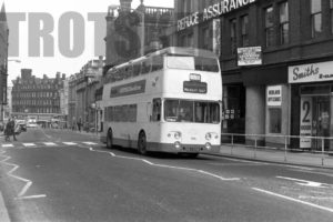 35mm Black and White Negative South Yorkshire Transport Daimler CRG6LX 105 DWJ305B at Sheffield in 1979