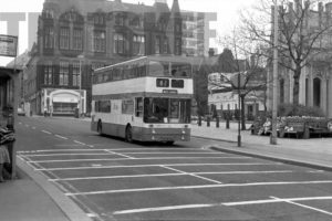 35mm Black and White Negative Greater Manchester PTE Leyland PDR2/1 1057 LNA157G at Sheffield in 1979
