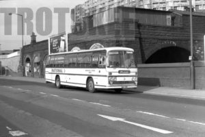 35mm Black and White Negative National Travel East AEC Reliance 419 NWB419K at Sheffield in 1979