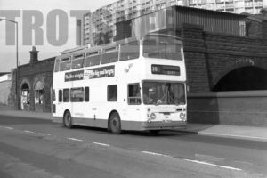 35mm Black and White Negative South Yorkshire Transport Daimler  CRG6LXB 764 WWJ764M at Sheffield in 1979