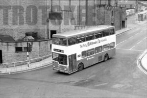 35mm Black and White Negative Metro Scania BR111DH 2630 HUA581N at Halifax in 1979