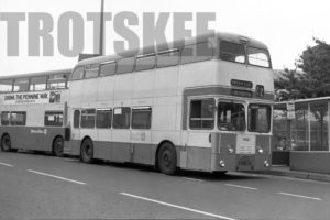 35mm Black and White Negative Metro Daimler CRG6LX 4125 RCX125G at Huddersfield in 1979
