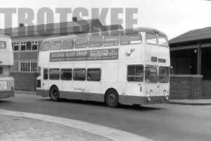 35mm Black and White Negative South Yorkshire Transport Daimler CRG6LX 1485 HET185F at  in 1979