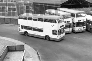 35mm Black and White Negative South Yorkshire Transport Daimler CRG6LX 1491 LET191G at  in 1979