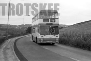 35mm Black and White Negative Greater Manchester PTE Leyland AN68/1R 7119 XJA510L at  in 1979