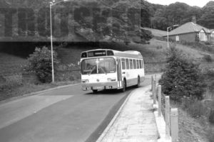 35mm Black and White Negative Greater Manchester PTE Leyland National 10351/1R 115 HNE639N at  in 1979