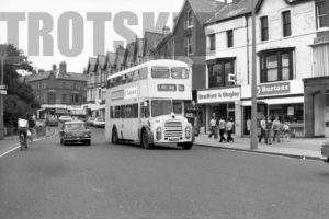 35mm Black and White Negative Blackpool Corporation Leyland PD3A/1 528 LFR528F at  in 1979