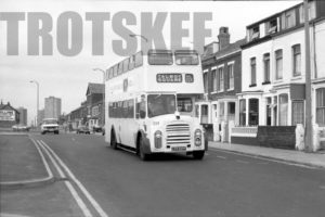 35mm Black and White Negative Blackpool Corporation Leyland PD3A/1 529 LFR529F at  in 1979