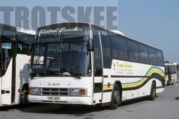 35mm Colour Slide Kestrel Coaches DAF  VWF328 in 2000s