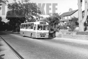 35mm Black and White Negative East Midland Leyland PSU3C/4R 14 PRA14R at  in 1979