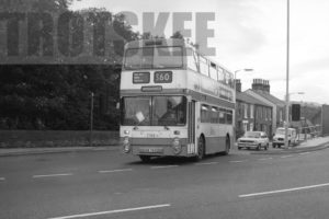 35mm Black and White Negative Greater Manchester PTE Leyland AN68A/1R 7765 UNA765S at  in 1979