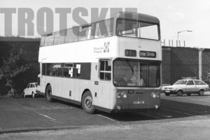 35mm Black and White Negative Merseyside Transport Daimler CRG6LXB 3001 CKC301L at  in 1979