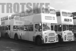 35mm Black and White Negative Blackpool Corporation Leyland PD3A/1 503 HFR503E at  in 1979