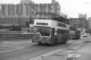 35mm Black and White Negative Metro Scania BR111DH 2679 RYG679R at Bradford in 1979