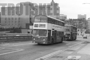 35mm Black and White Negative Metro Leyland PDR2/1 2449 SKY449J at Bradford in 1979
