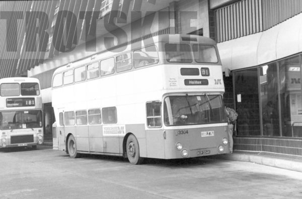 35mm Black and White Negative Yorkshire Rider Daimler CRG6LX 3304 RCP334K in 1980s