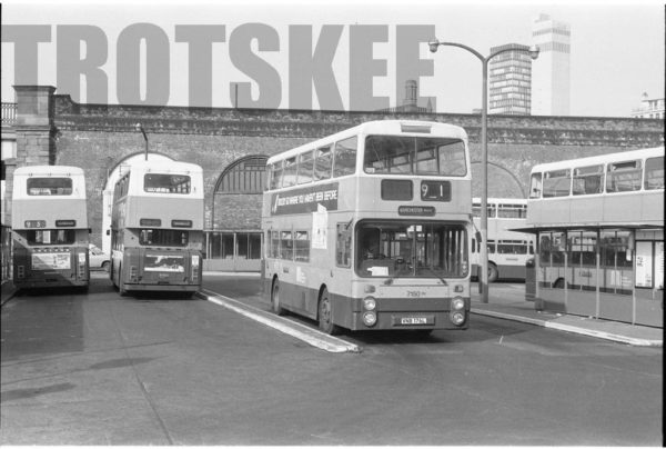Bus and tram > North West GMPTE Leyland Atlantean 7150 VNB176L at Manchester in 1985