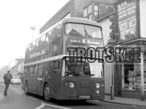 Larger Negative Northern Leyland Atlantean 127 BCN527C at Sunderland in 1975