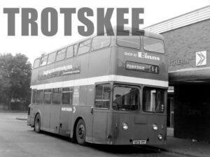 Larger Negative Northern Leyland Atlantean 1073 1973PT at Sunderland in 1975