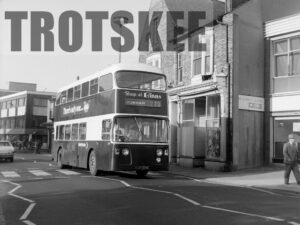 Larger Negative Northern Leyland Atlantean 3179 DUP374G at Sunderland in 1975