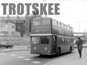 Larger Negative Northern Daimler Fleetline 3196 JFT278 at Newcastle in 1975