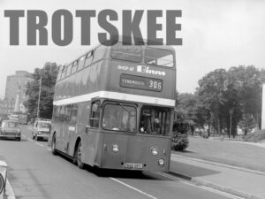 Larger Negative Northern Leyland Atlantean 3011 932GPT at Newcastle in 1975