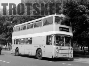 Larger Negative Northern Leyland Atlantean 3269 RCN95N at Newcastle in 1975
