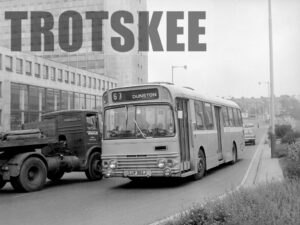 Larger Negative Northern Daimler Fleetline 4331 LUP382J at Newcastle in 1975