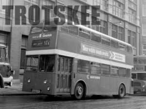 Larger Negative Northern Leyland Atlantean 3036 9025PT at Newcastle in 1975