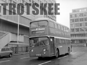 Larger Negative Northern Leyland Atlantean 3136 ECN52E at Newcastle in 1975