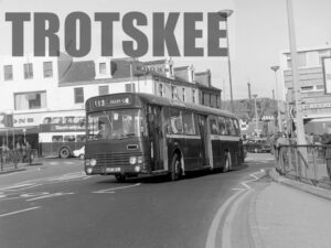 Larger Negative Northern Daimler Fleetline 4338 LUP389J at Sunderland in 1975