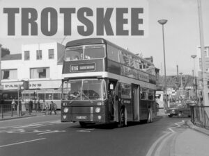 Larger Negative Northern Leyland Atlantean 3243 OTY402M at Sunderland in 1975