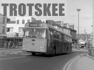 Larger Negative Northern Daimler Fleetline 4287 SKO828H at Sunderland in 1975
