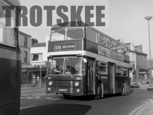 Larger Negative Northern Leyland Atlantean 3245 OTY404M at Sunderland in 1975