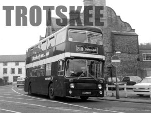 Larger Negative Northern Leyland Atlantean 3250 OTY409M  at Sunderland in 1975