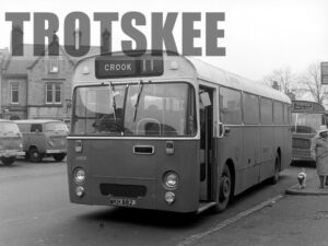 Larger Negative United Leyland Leopard 6000 WKH882J at Bishop Aukland in 1975