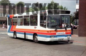 35mm Negative Red & White Volvo B6-50 702 L702FWO in c1995
