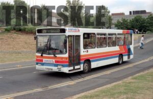35mm Negative Red & White Volvo B6-50 702 L702FWO in c1995