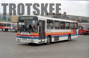 35mm Negative Red & White Volvo B10M-55 755 M755LAX in c1995