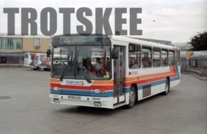 35mm Negative Red & White Volvo B10M-55 754 M754LAX at  in 1995