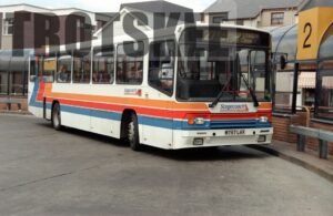 35mm Negative Red & White Volvo B10M-55 757 M757LAX at  in 1995